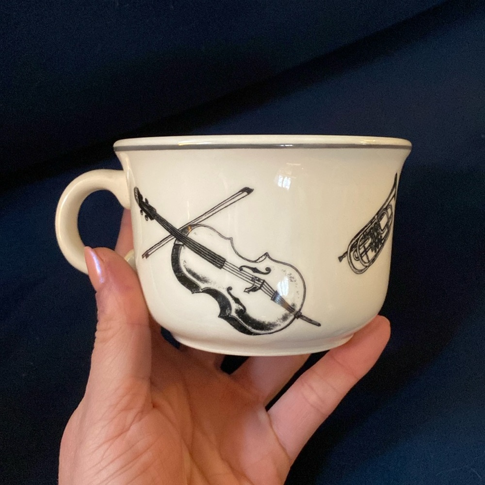 THE BOMBAY CO. Quadrifoglio Musical Instruments Mug Ceramica Made in Italy